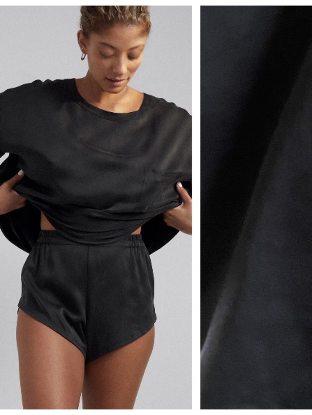 Lunya Black 100% Silk Pajama Shorts XS
